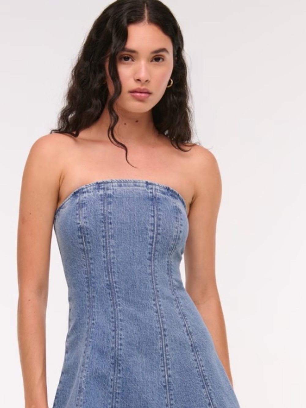 Abercrombie and Fitch Strapless Mila Denim Dress - Blue